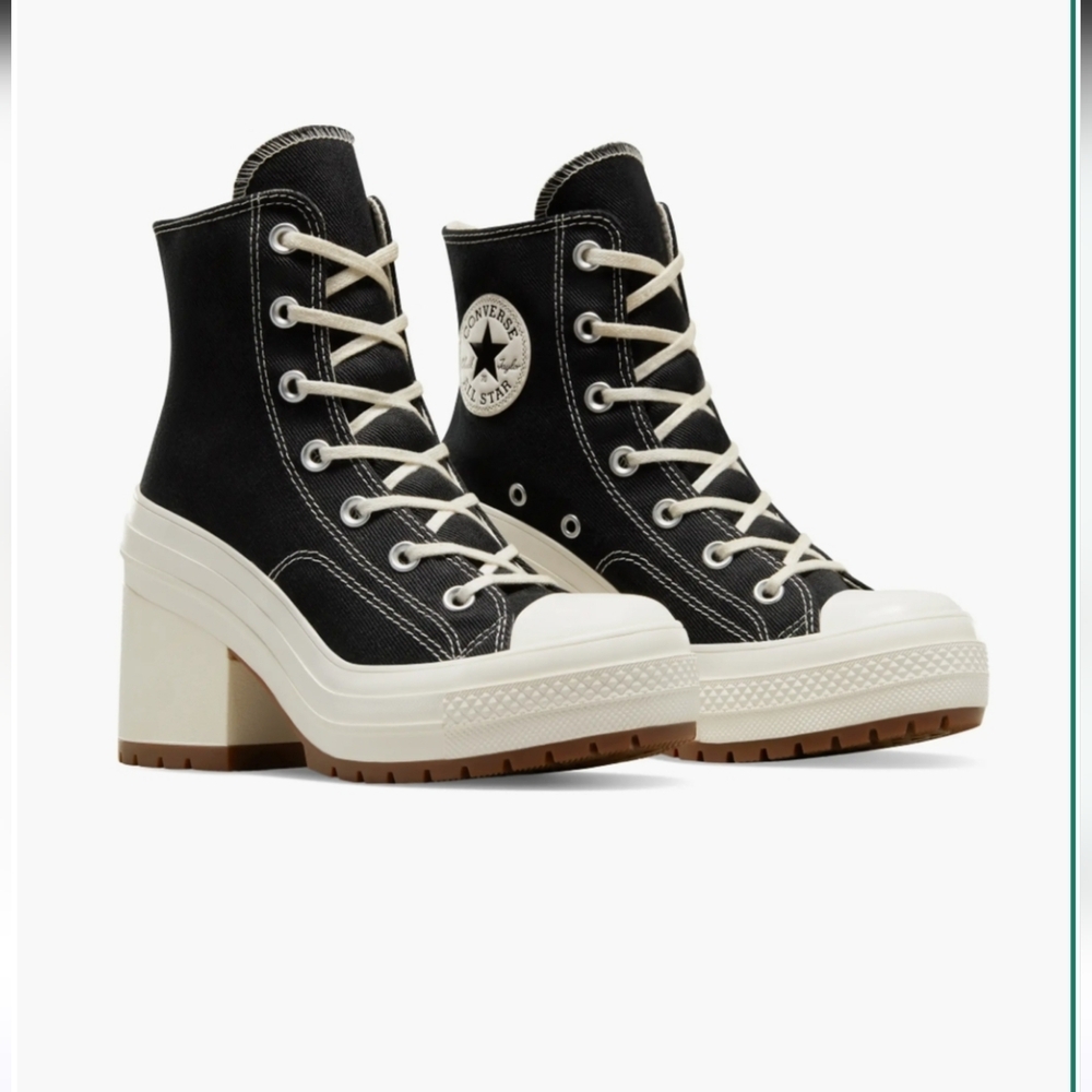 Converse Chuck 70 De Luxe Chunky High Top Heel Black Egret Size 10.5 NEW